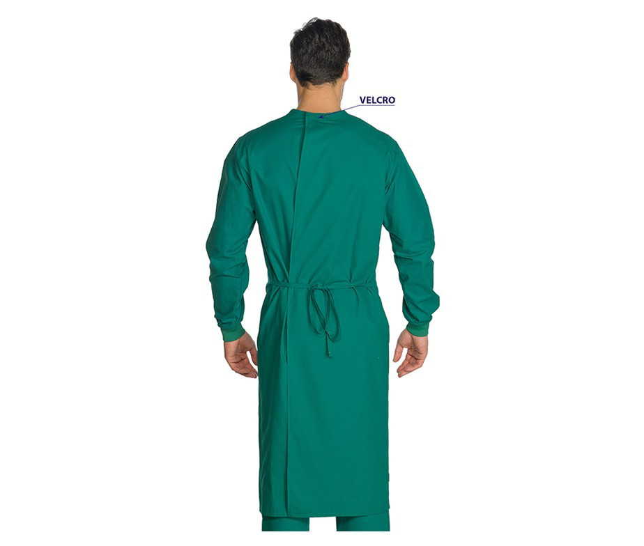 BATA SANITARIA VERDE DE CIRUGIA Y QUIROFANO 100% ALGODÓN ISACCO 42804